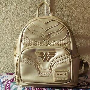 Loungefly Gold Quilted Backpack with Metallic Accents